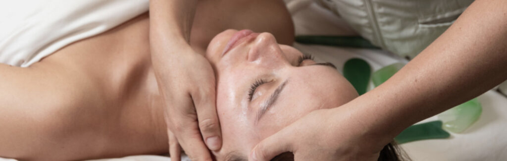 woman, massage, facelift