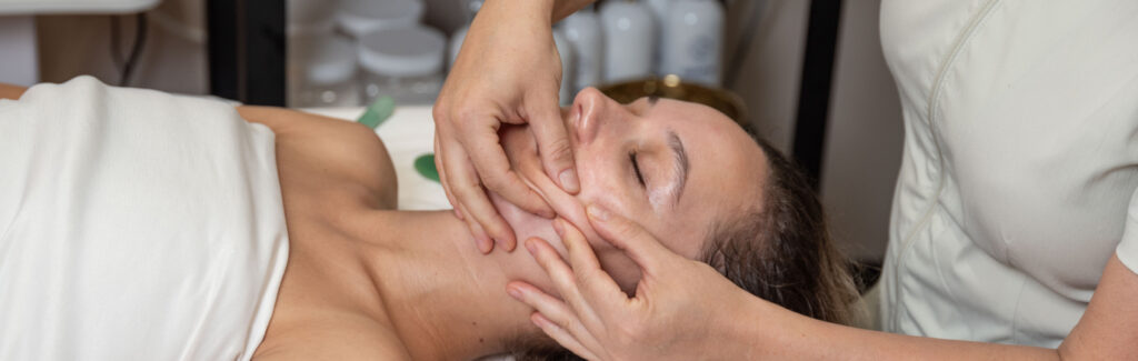 woman, massage, facial