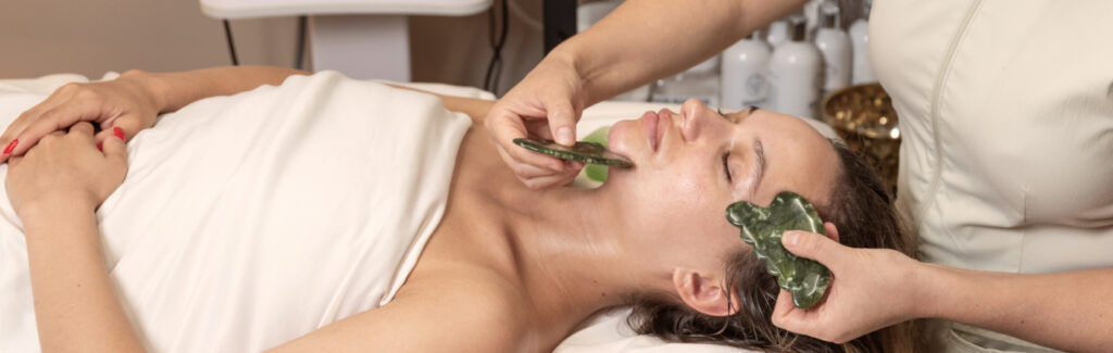 gua sha, massage, woman, spa, saloon